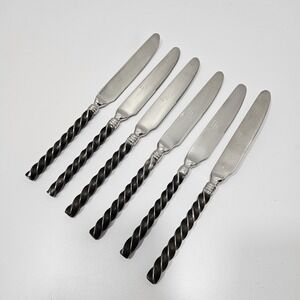 6 Dinner Knives Pier One 1 PII14 18/8 Stainless China Twist 9"